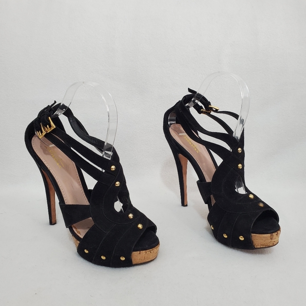 Sebastian Black Suede Studded High Heels